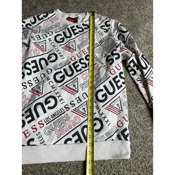 Guess Sweatshirt Womens White Crewneck Sweater Logo Pullover Size Medium - Picture 9 of 10